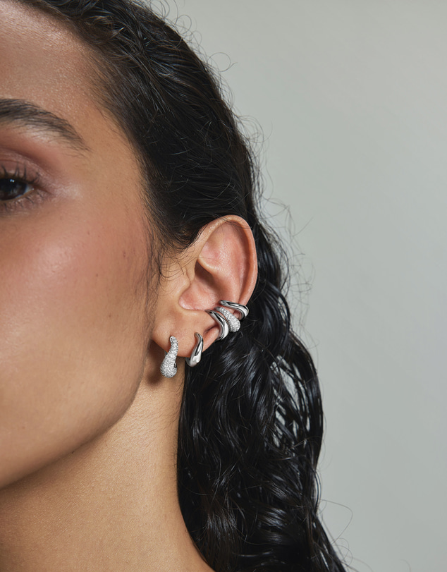 Ania Haie - Silver Pave Curved Teardrop Ear Cuff