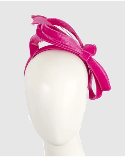 Max Alexander - Large Hot Pink Velvet Bow Racing Fascinator