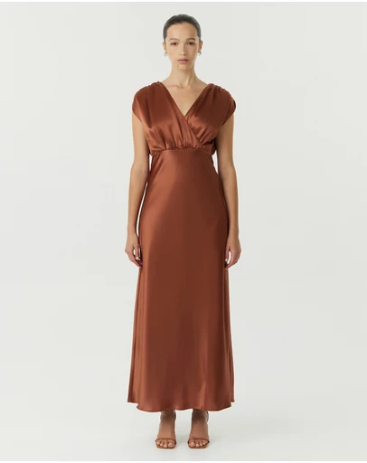 Third Form - Satin Cross Over Gather Dress