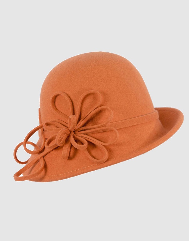 Max Alexander - Winter Felt Orange Cloche Hat