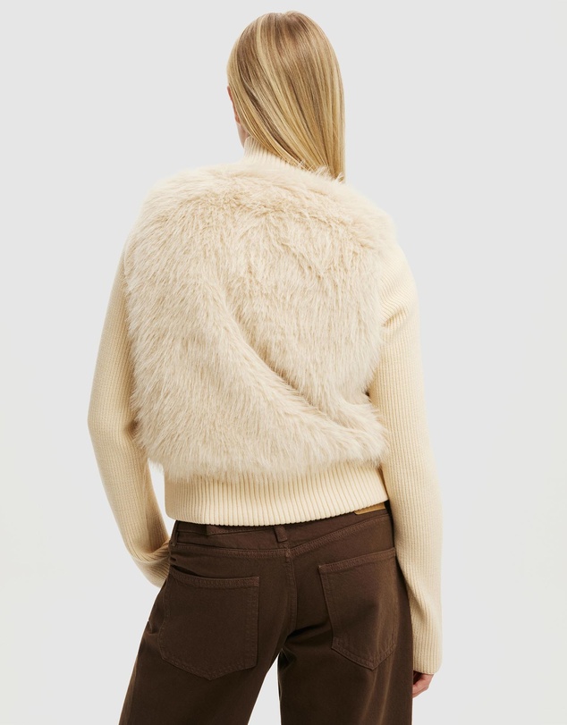 Cotton On - Faux Fur Knit Jacket