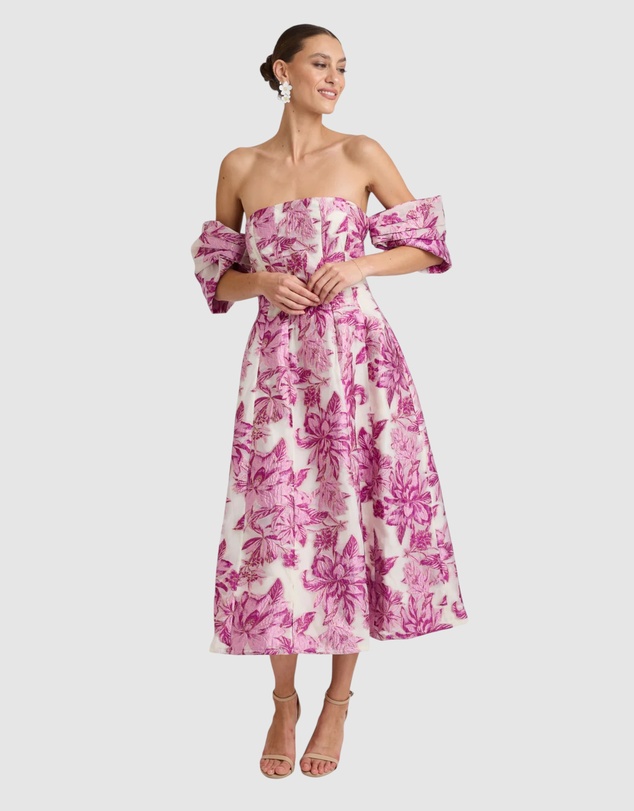Romance by Honey and Beau - Seanna Off Shoulder Midi Dress