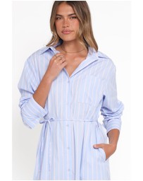 Petal & Pup - Harlan Long Sleeve Midi Dress - Blue Pink Stripe
