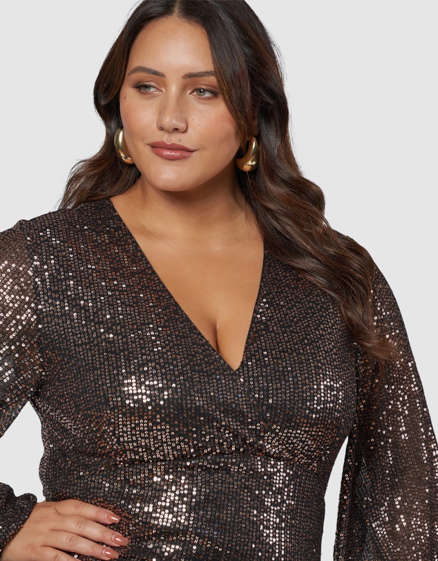 Pink Dusk by Curve Project - Sweet Nothing Sequin Midi Dress