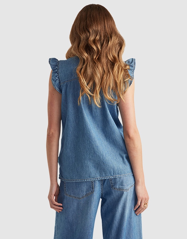 Decjuba - Celeste Denim Ruffle Blouse