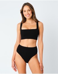 UNE PIECE - Crinkle Cut Square Neck Bralette Bikini Top