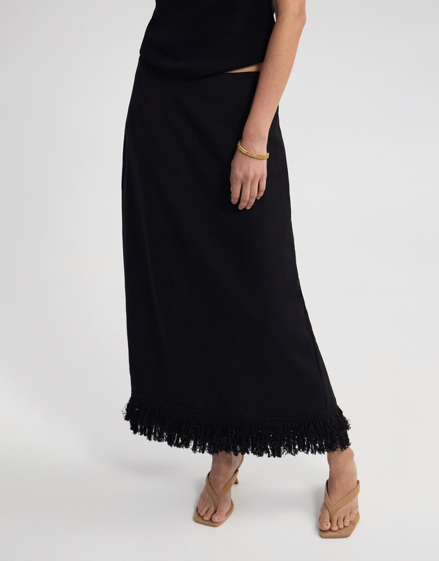 Oxford - Gabrielle Linen Blend Fringed Skirt
