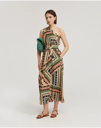 Oxford - Samina Printed One-Shoulder Dress