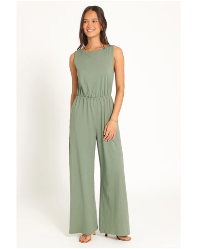 Petal & Pup - Sansa Stretch Jumpsuit - Sage Green