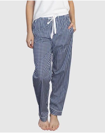 Sant And Abel - Women's Hepburn Gingham Navy Long PJ Pants