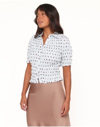 Petal & Pup - Hollis Smocked Shirt - Blue Polka Dot