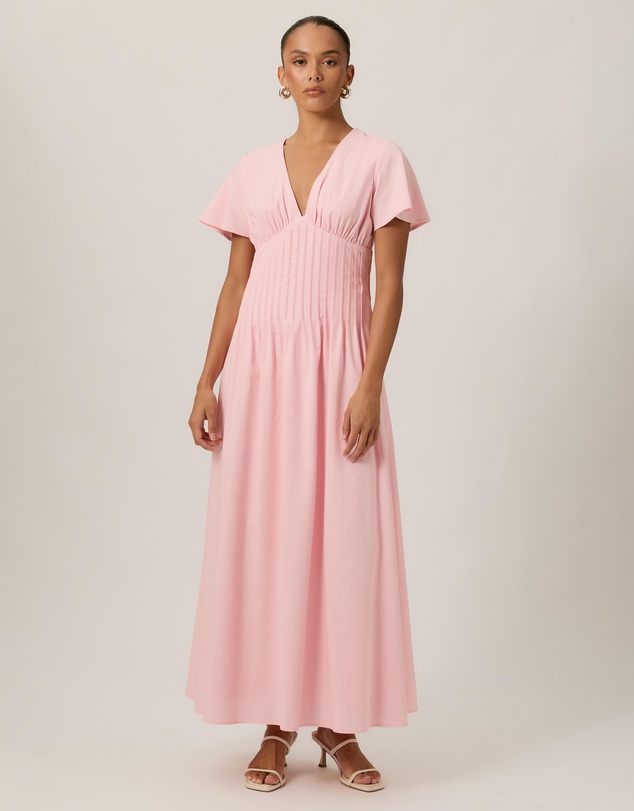 Tussah - Maysen Linen Blend Pintuck Midi Dress