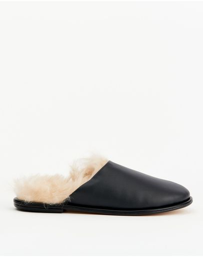 Black Leather & Shearling