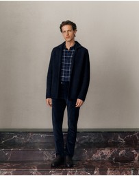 Trenery - Brushed Cotton Yarn Dyed Check Shirt in Navy