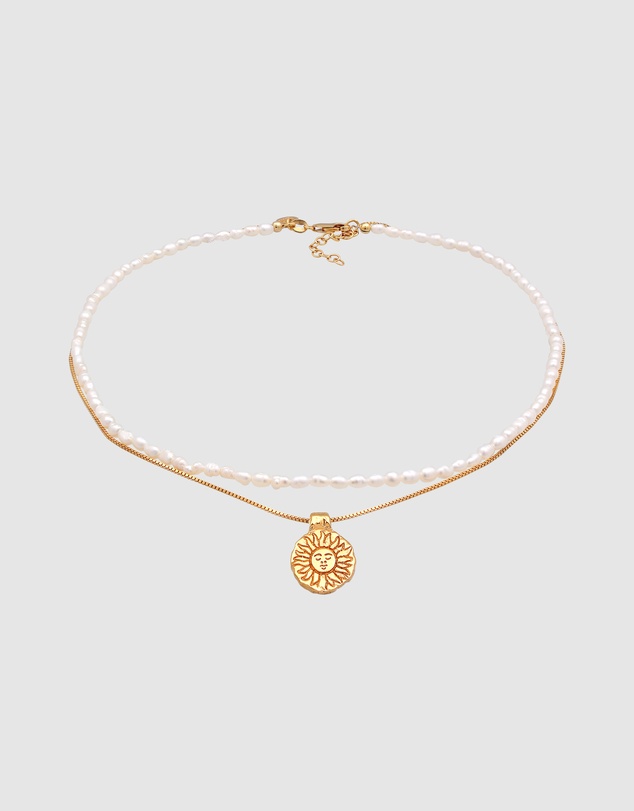 Elli Jewelry - Necklace Choker Sun Layer Freshwater Pearls in 925 Sterling Silver