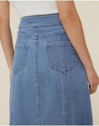The Fated - Denim Midi Skirt With Buttons