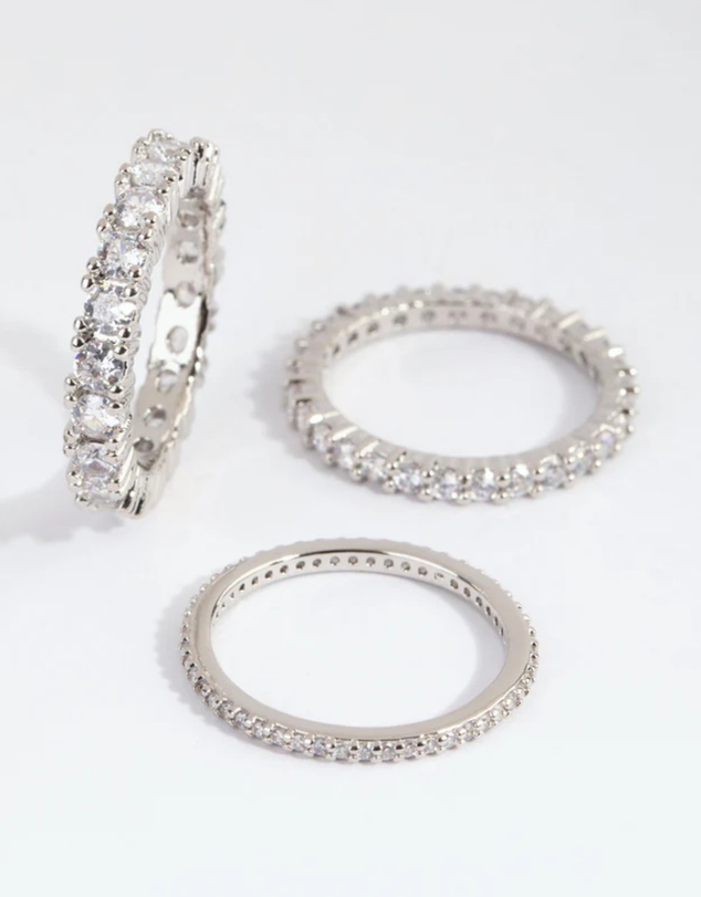 Lovisa - Silver Cubic Zirconia Triple Band Ring