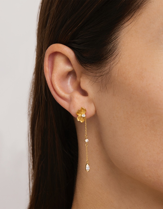 By Charlotte - Serene Lotus Chain Earrings