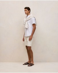 Trenery - Monogram Short Sleeve Oxford Shirt in White
