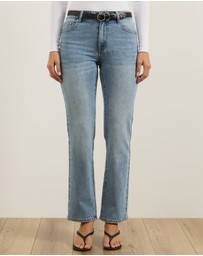 Atmos&Here - Lola Mid Rise Slim Leg Straight Jeans
