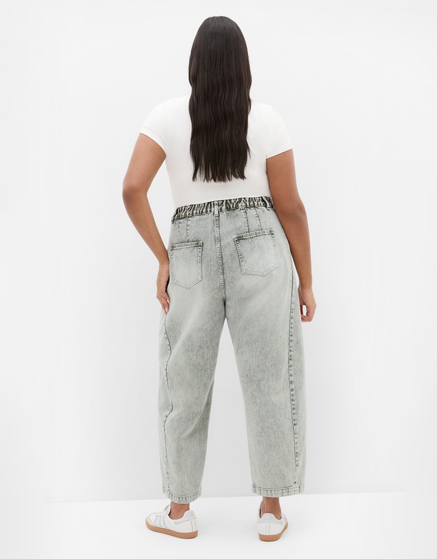 City Chic - Plus size Harley Fit Tess Barrel Leg Ankle Grazer Jean - sage acid wash