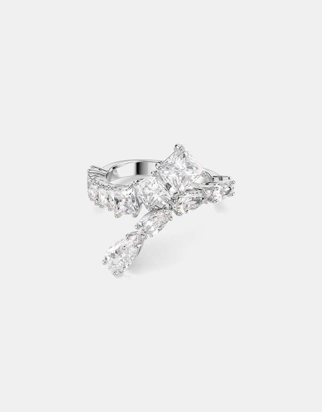 Swarovski - Matrix ring, Mixed cuts, White, Rhodium plated