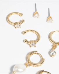 Lovisa - Gold Plated Freshwater Pearl Earring 4-Pack