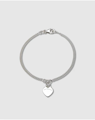 Von Treskow - Curb bracelet with VT flat heart