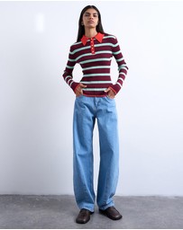 TOPSHOP - Knitted Striped Collar Polo