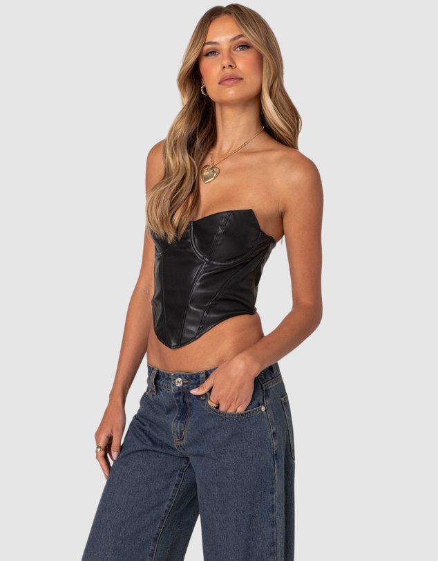 EDIKTED - Aberdeen Faux Leather Cupped Corset