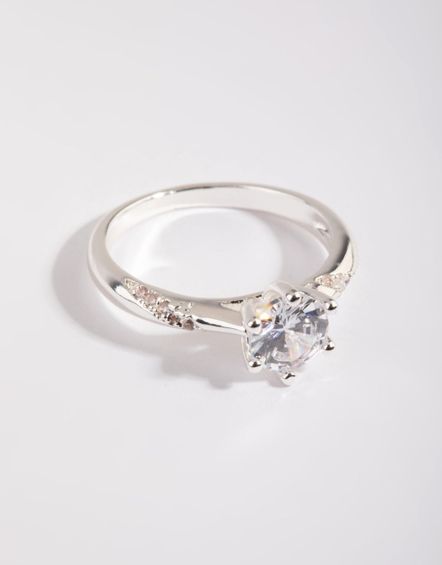 Lovisa - Silver Plated Twisted Ring with Cubic Zirconia