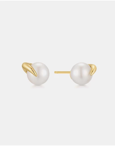 Ania Haie - Gold Pearl Claw Stud Earrings