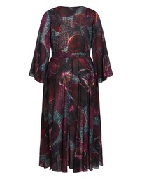 City Chic - Evangeline Orchid Print Wrap Maxi Dress
