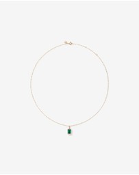 Michael Hill - Emerald Cut Green Created Emerald Gemstone and  Diamond Halo Pendant with Chain in 10kt Yellow Gold