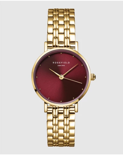 Rosefield - The Small Edit Burgundy Gold-Tone Bracelet Watch