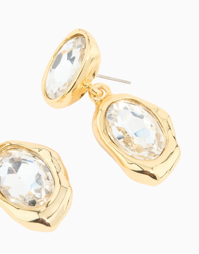 Lovisa - Gold Plated Diamante Teardrop Organic Earrings