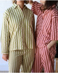 Mosey Me - Seersucker Stripe Long Pyjama Set
