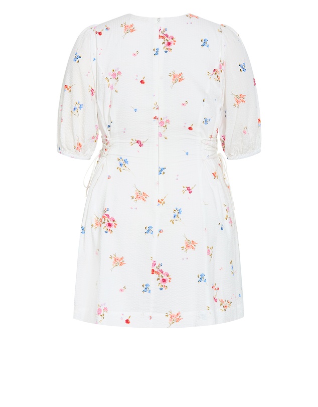 City Chic - Plus size Briella Petal Print Mini Dress - ivory