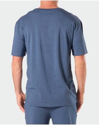 Mitch Dowd - Mens Soft Bamboo Crew Neck Sleep Tee - Blue Marle