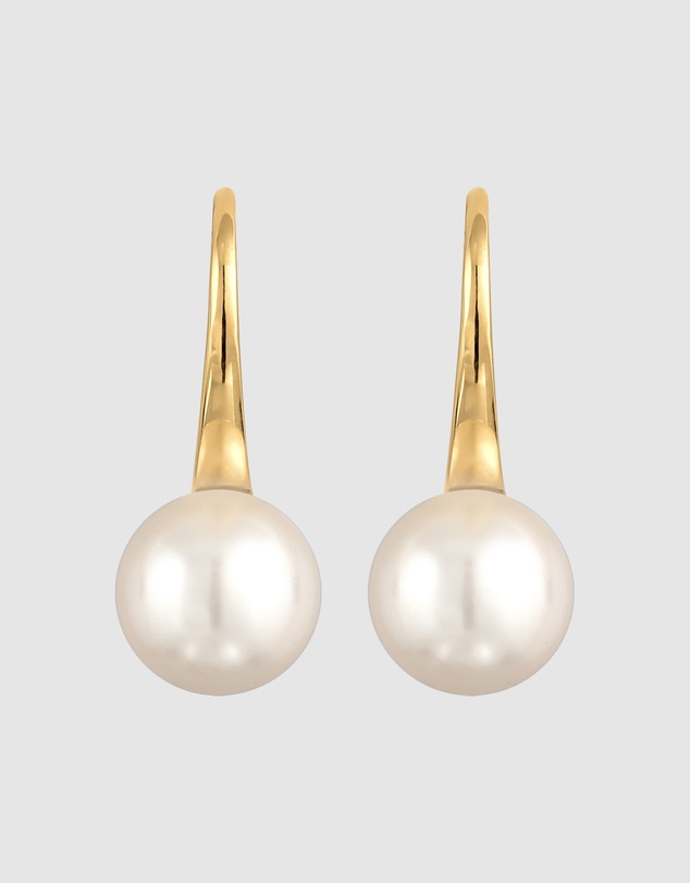 Elli Jewelry - Pearl Drop Earrings in Gold-Plated 925 Silver