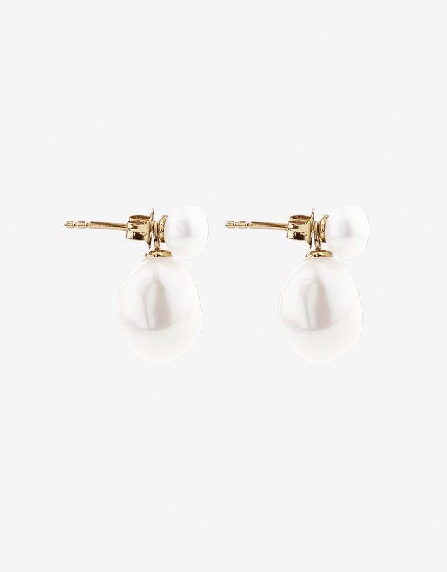 Michael Hill - 6.5mm Bar Drop Earrings with Cultured Freshwater Pearls in 10kt Yellow Gold