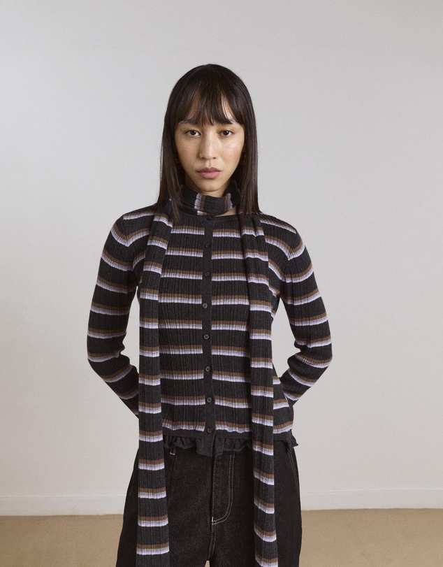Damson Madder - Anelis Cotton Merino Blend Cardigan