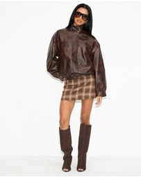 Dazie - Cool Nights Oversized Funnel Leather Look Jacket