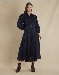 Amelius - Poeta Ramie Pintuck Belted Dress