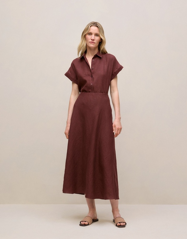 Trenery - Delave Linen Cap Sleeve Shirt in Espresso