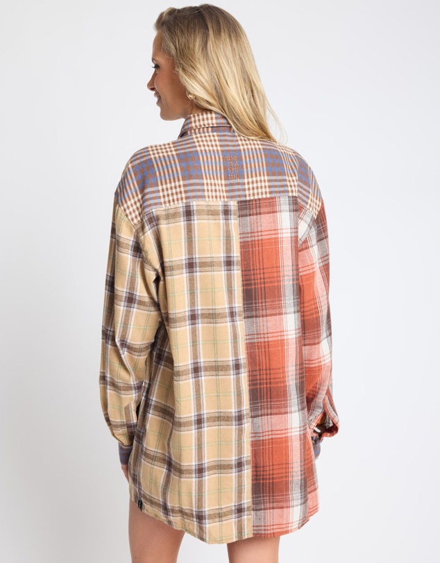 ONE TEASPOON - Essential Patchwork Flannel Shirt - Natural Check