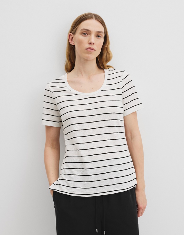 Country Road - Organically Grown Linen Stripe Scoop Neck T-shirt