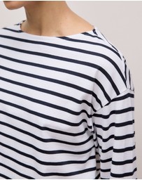 Trenery - Australian Cotton Stripe Long Sleeve T-shirt in Night Sky