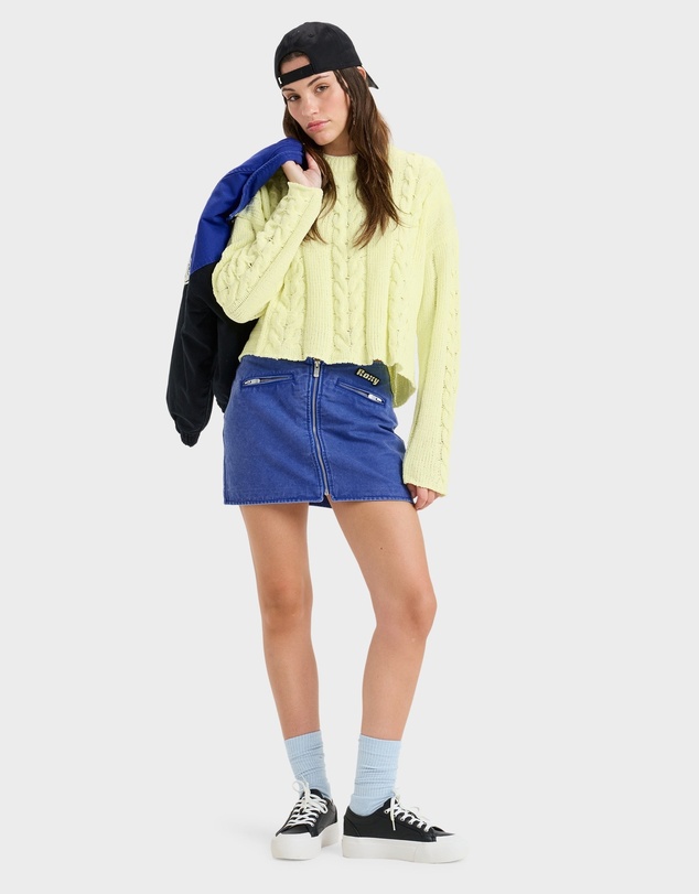 Roxy - Womens Chloe Kim Mini Moto Denim Skirt