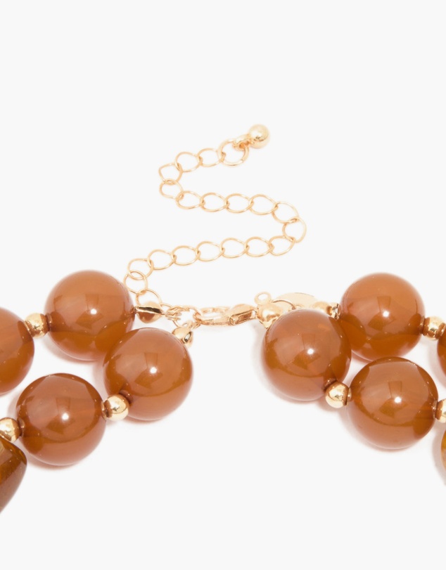 Lovisa - Brown Acrylic Beaded Long Layered Necklace